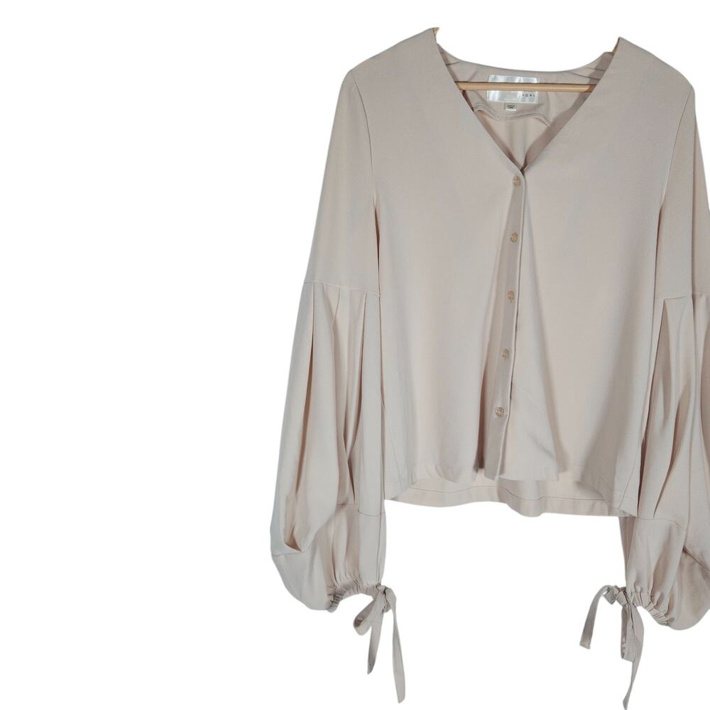 JOA Los Angeles Womens Blouse Small Beige Balloon Sleeve Feminine Fairycore Chic - Picture 3 of 14